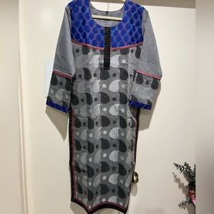Kruti long style blue with printed pattern